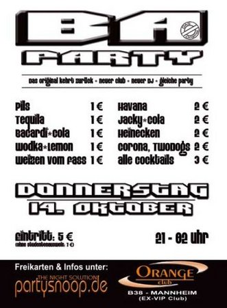 BA Party Werbeplakat