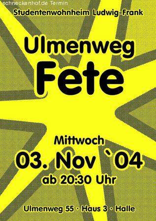 Ulmenweg Fete Werbeplakat