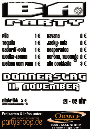 BA Party Werbeplakat