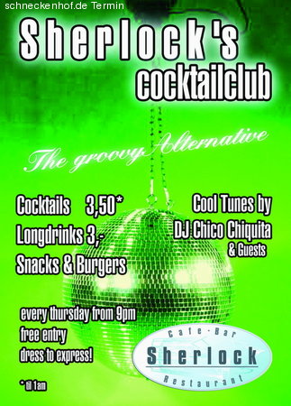 Sherlocks Cocktailclub Werbeplakat