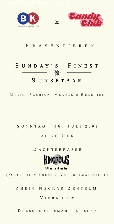 Sunday's Finest Sunsetbar Werbeplakat
