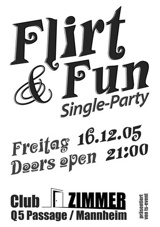 Flirt & Fun Single-Party Werbeplakat
