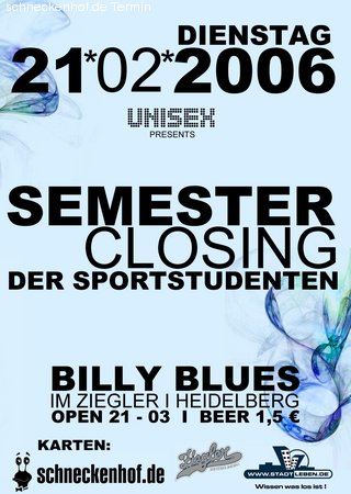 Sem.Closing der Sportstudenten Werbeplakat