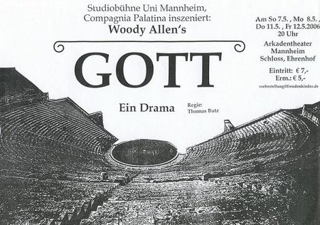 Woody Allen : Gott -Ein Drama Werbeplakat