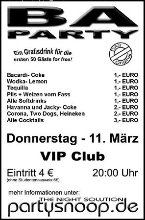 BA-Party Werbeplakat